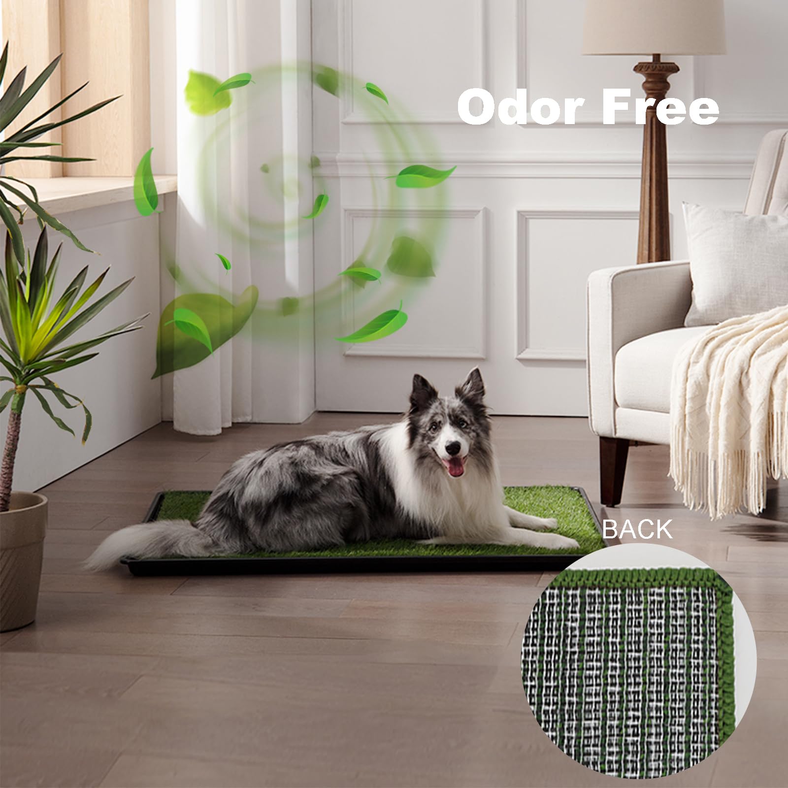 Hq4Us 4Legs Dog Grass Pad With Tray Large 34  23, Dog Potty With Ultra-Absorbent Artificial Grass For Dogs With Hemmed Edge, Pee